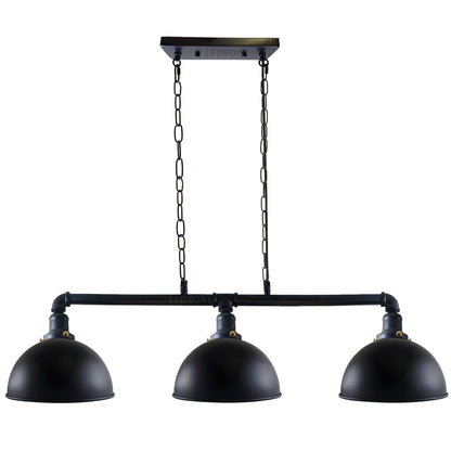 3 Head Water Pipe Ceiling Pendant Light With Black Dome Shade~2611
