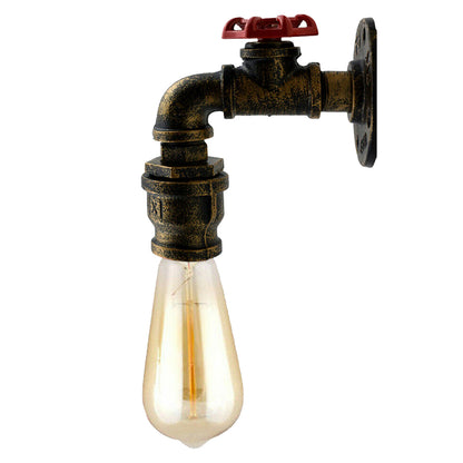 Water Pipe Lamp Retro Metal Steampunk Brushed Copper Wall Sconce
