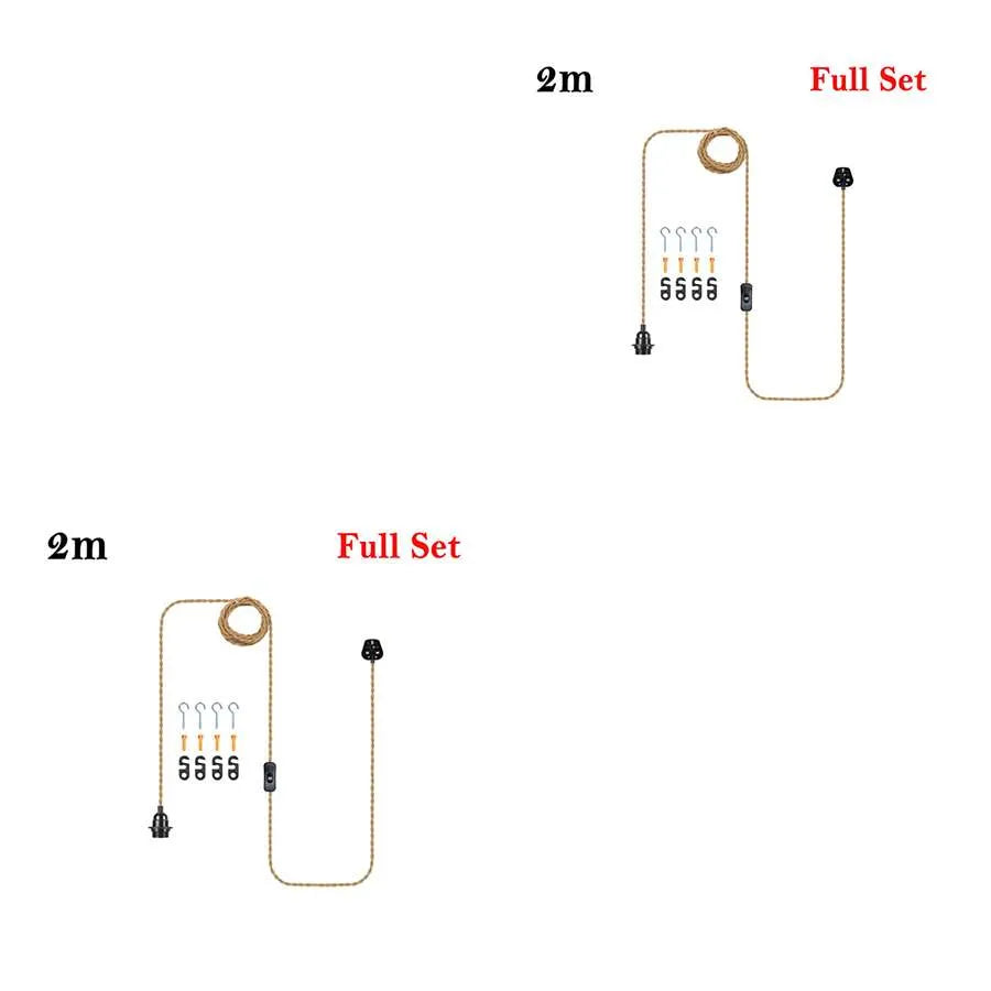 Adjustable Hemp Rope Switch Plug Pendant Light-Main image