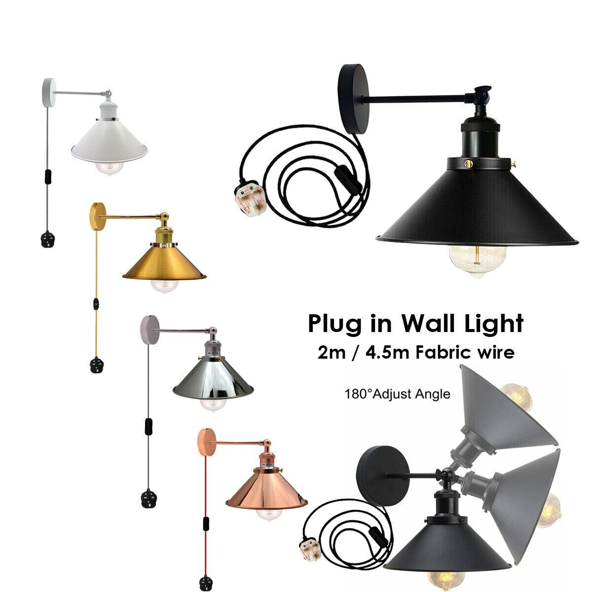 Plug-in wall light with dimmer