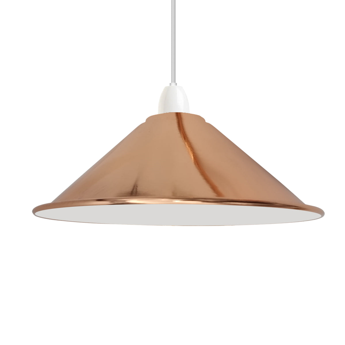 White inner rose gold Metal lamp shades-easy fit lamp shades-hall way-light