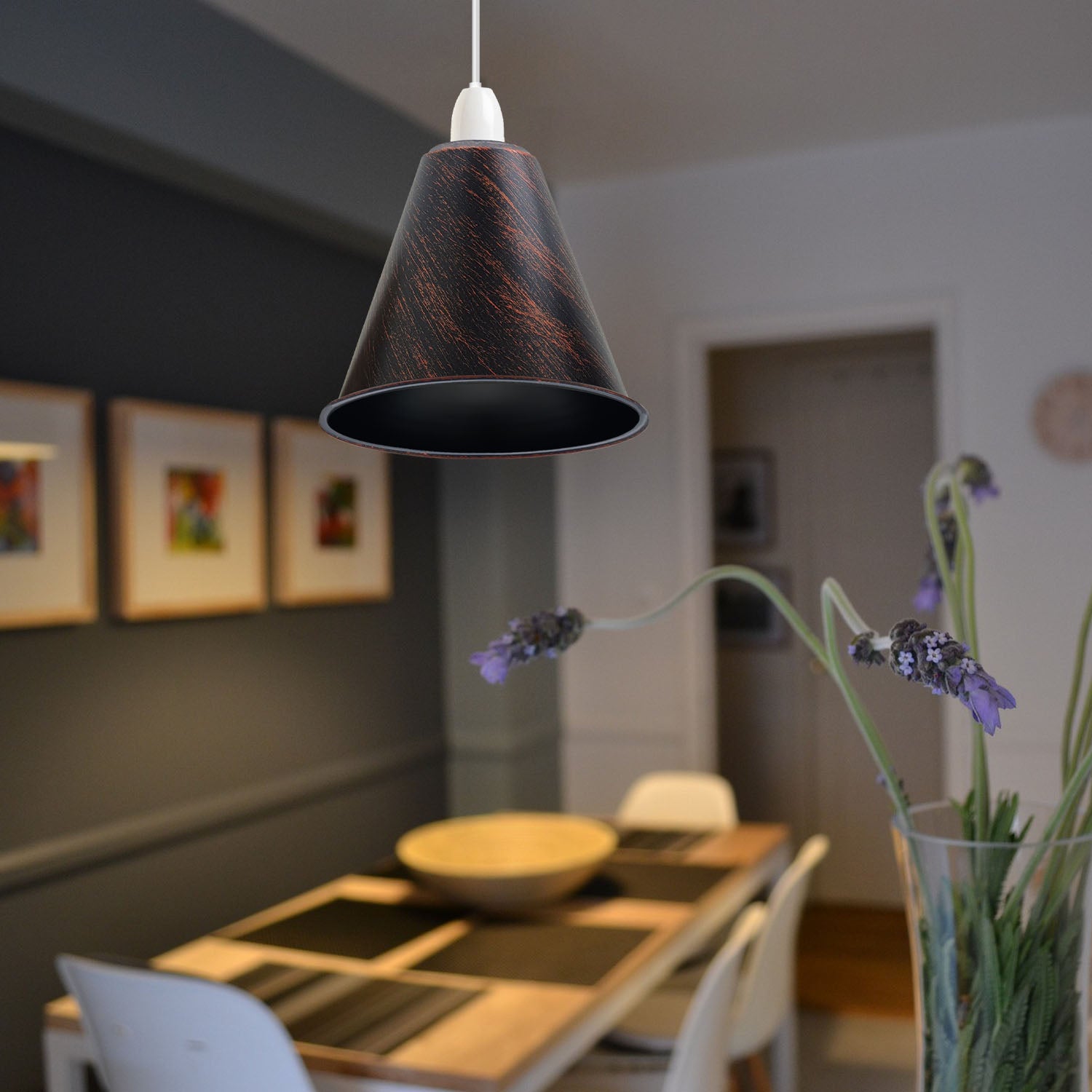 Industrial Rustic Red Cone Shade Ceiling Pendant Light Shades-Application Image