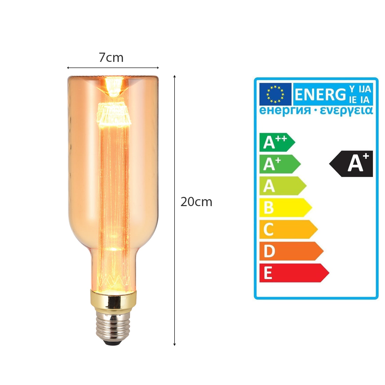 E27 Vintage Edison light bulb 3W Non dimmable filament bulb - Size