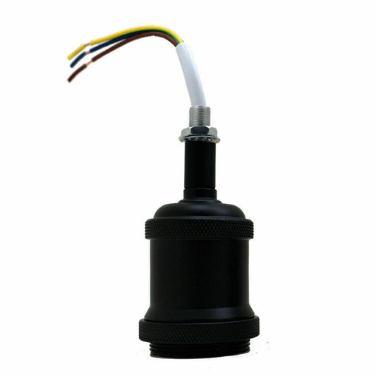 Black Industrial Lamp Light Bulb Holder Antique Retro Edison ES E27 Fitting UK~1378 - Vintagelite
