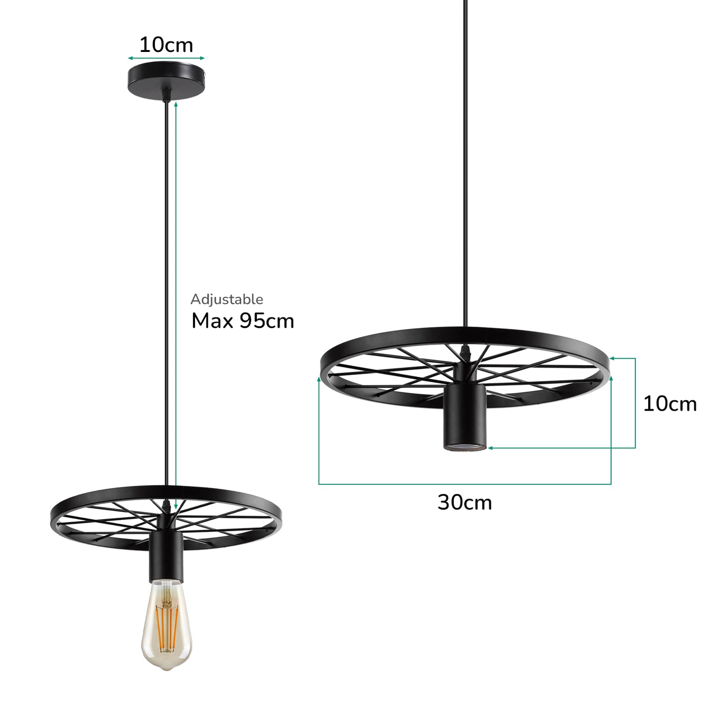 Industrial Chandelier Wheel Single Hanging Pendant Light-size image