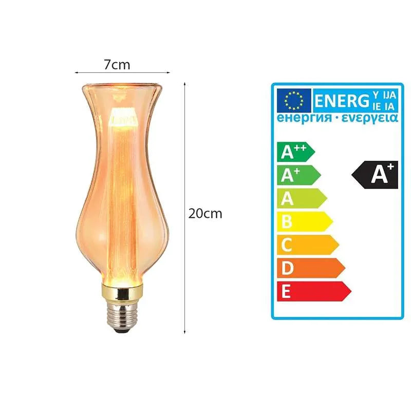E27 Vintage Edison light bulb 3W Non Dimmable Filament Bulb - Size 