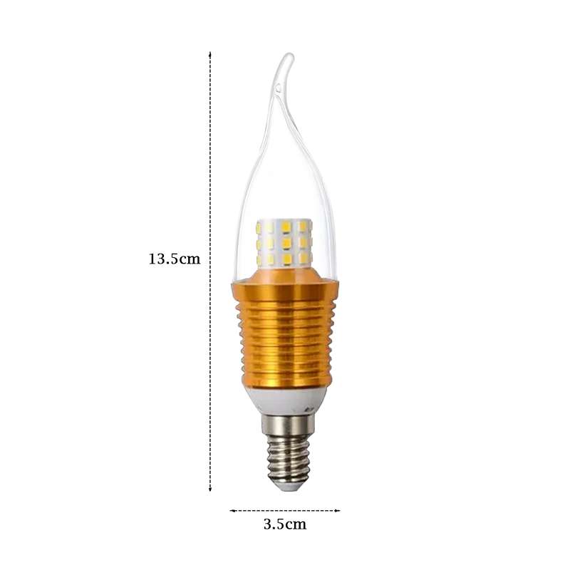 E14 Base Candle Bulb Flame Tip For Chandelier Light - Size Image