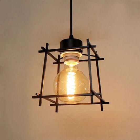  Geometric Style Metal Cage Lampshade Ceiling Pendant Light - Application image