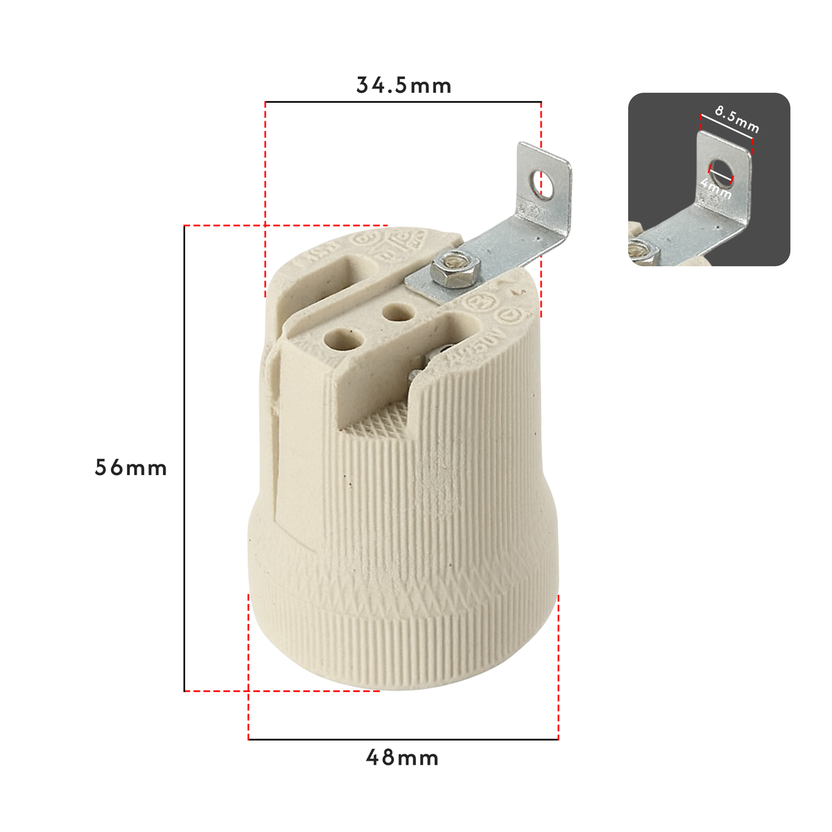 E27 Bulb Holder Edison Screw White Ceramic Porcelain Lamp Holder ~3239