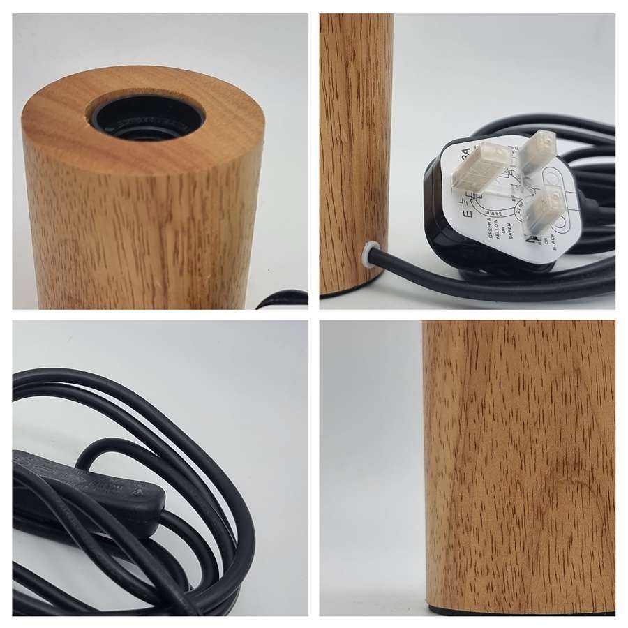 Solid Wood Table Lamp Base E27 220V Wooden 3 Pin Plug In Light - Details 3