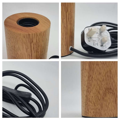 Solid Wood Table Lamp Base E27 220V Wooden 3 Pin Plug In Light - Details 3