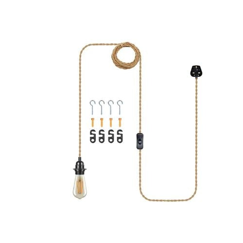 Modern E27 Plug-In Pendant Light with Wall Mount Bracket~4000 - Vintagelite