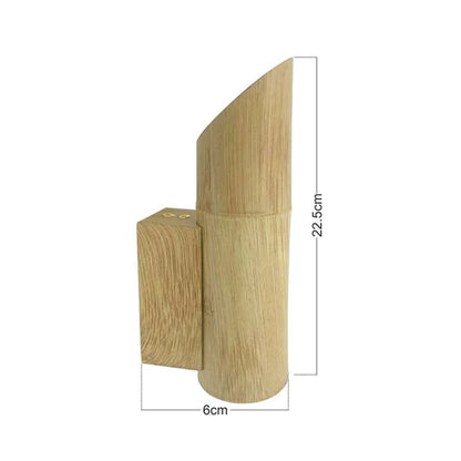 Modern Cylinder Bamboo Wood Gu10 Base Wall Lamp Fixture-Size image