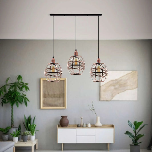 3 Head Wire Cage Hanging Pendant Light.main image