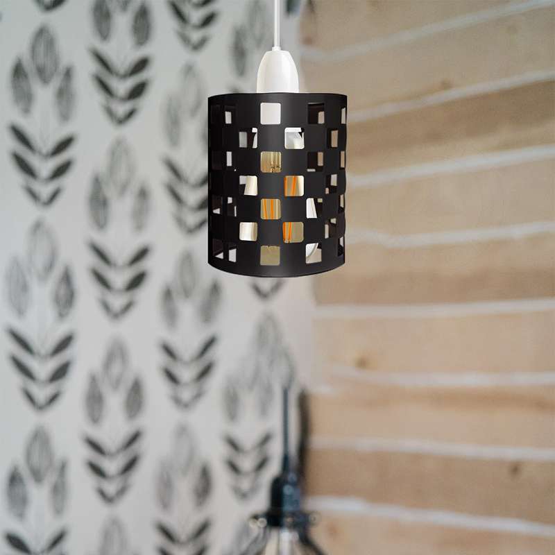 Rustic Style- Industrial Ceiling Pendant Light with Modern Pattern Easy Fit Shade~3185
