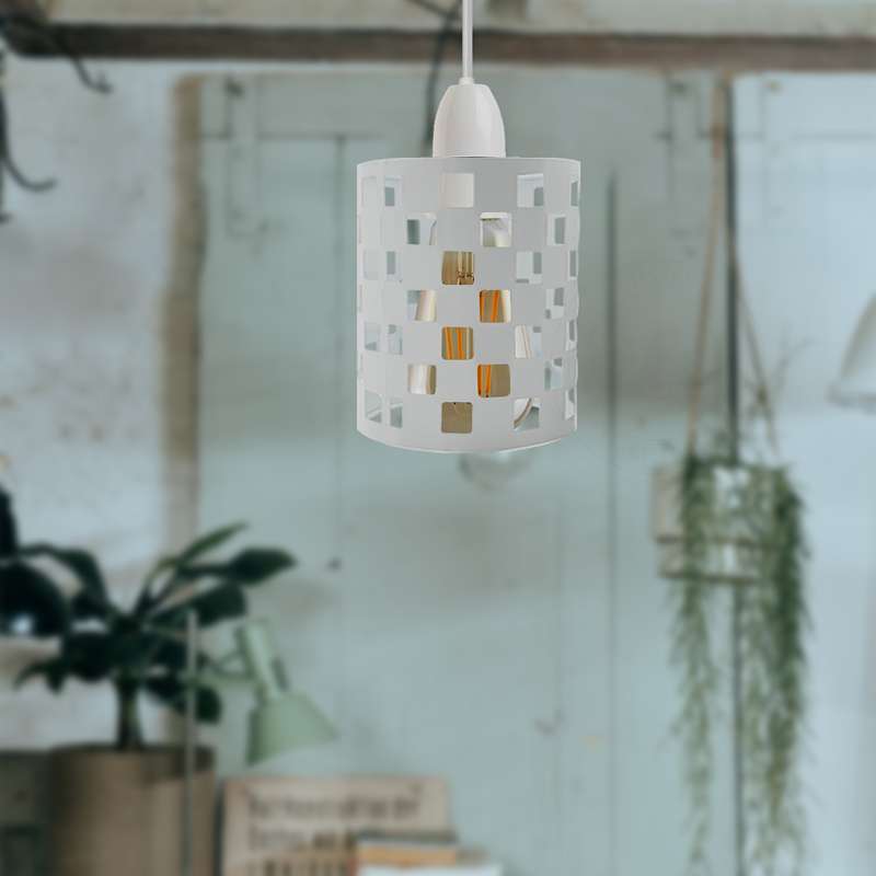 Rustic Style- Industrial Ceiling Pendant Light with Modern Pattern Easy Fit Shade~3185