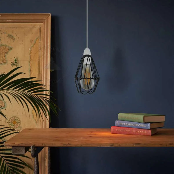 Water Lily Shape Easy Fit Pendant Light Shade Metal Wire Cage~3223