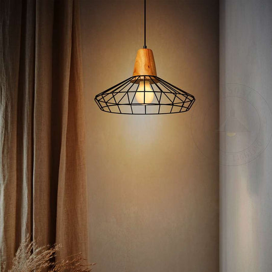 Wood Lamp Holder Base Nest Cage Ceiling Hanging Pendant Light -Application Image 