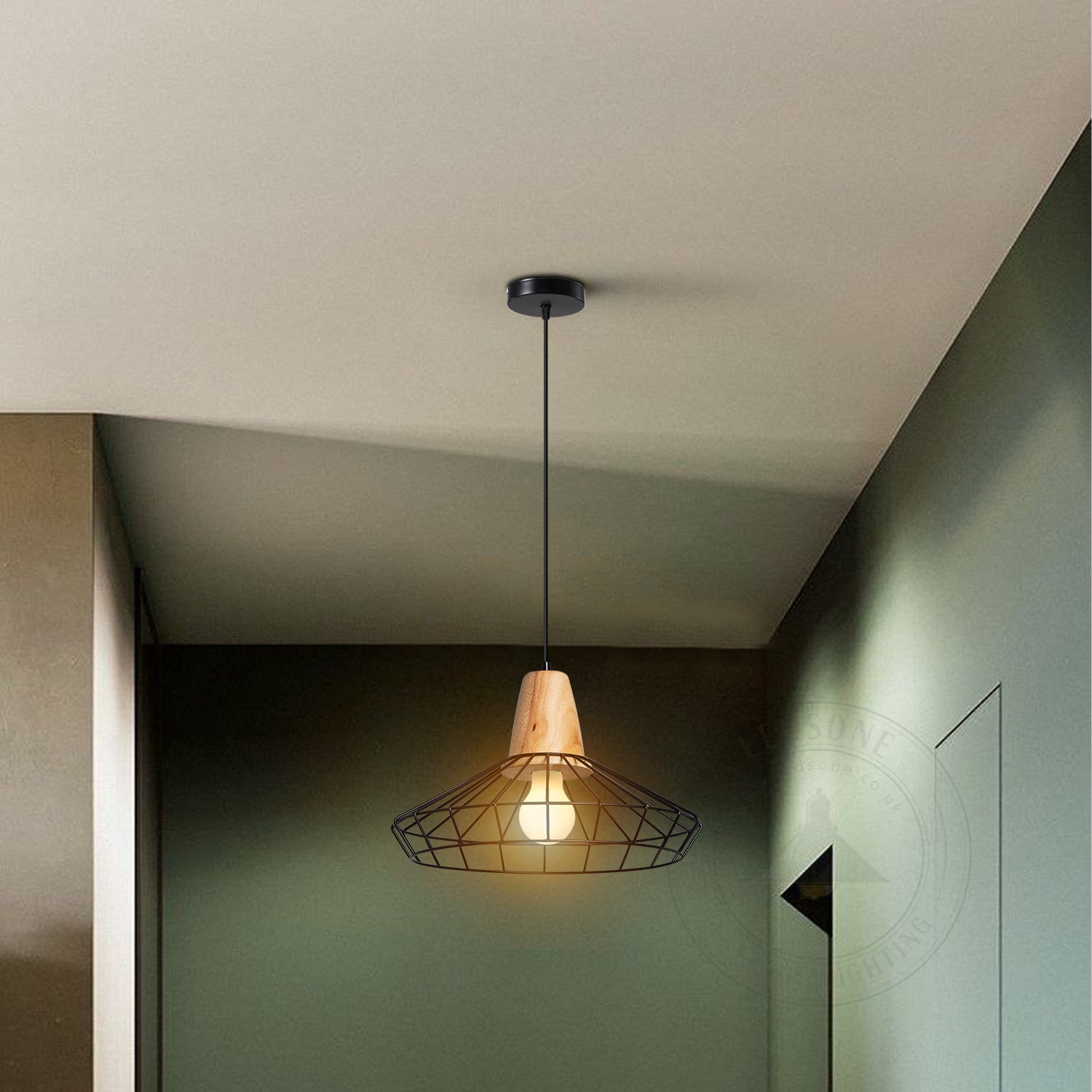 Wood Lamp Holder Base Nest Cage Ceiling Hanging Pendant Light-Application Image 