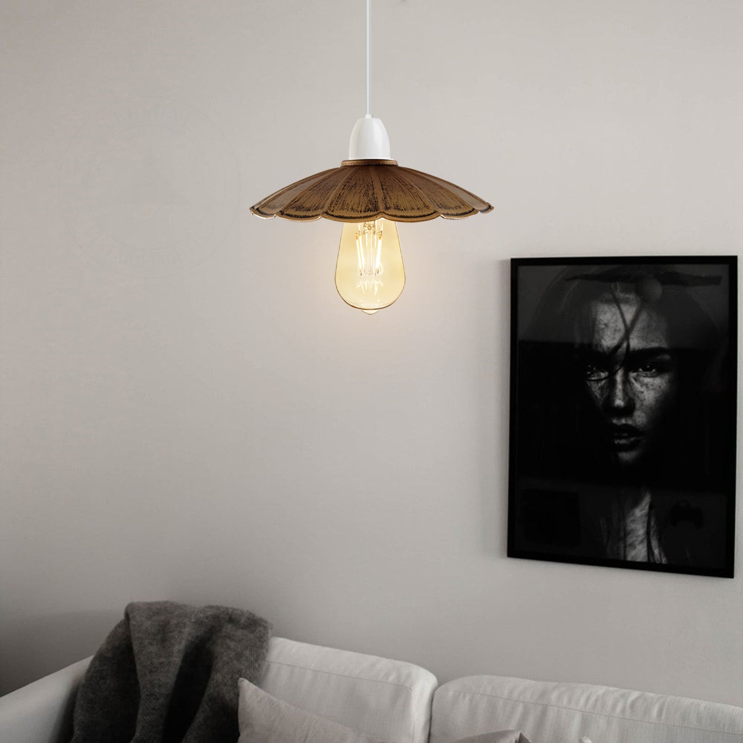  Industrial Wavy Shade Rustic Lampshade Ceiling Pendant Light-Application Image