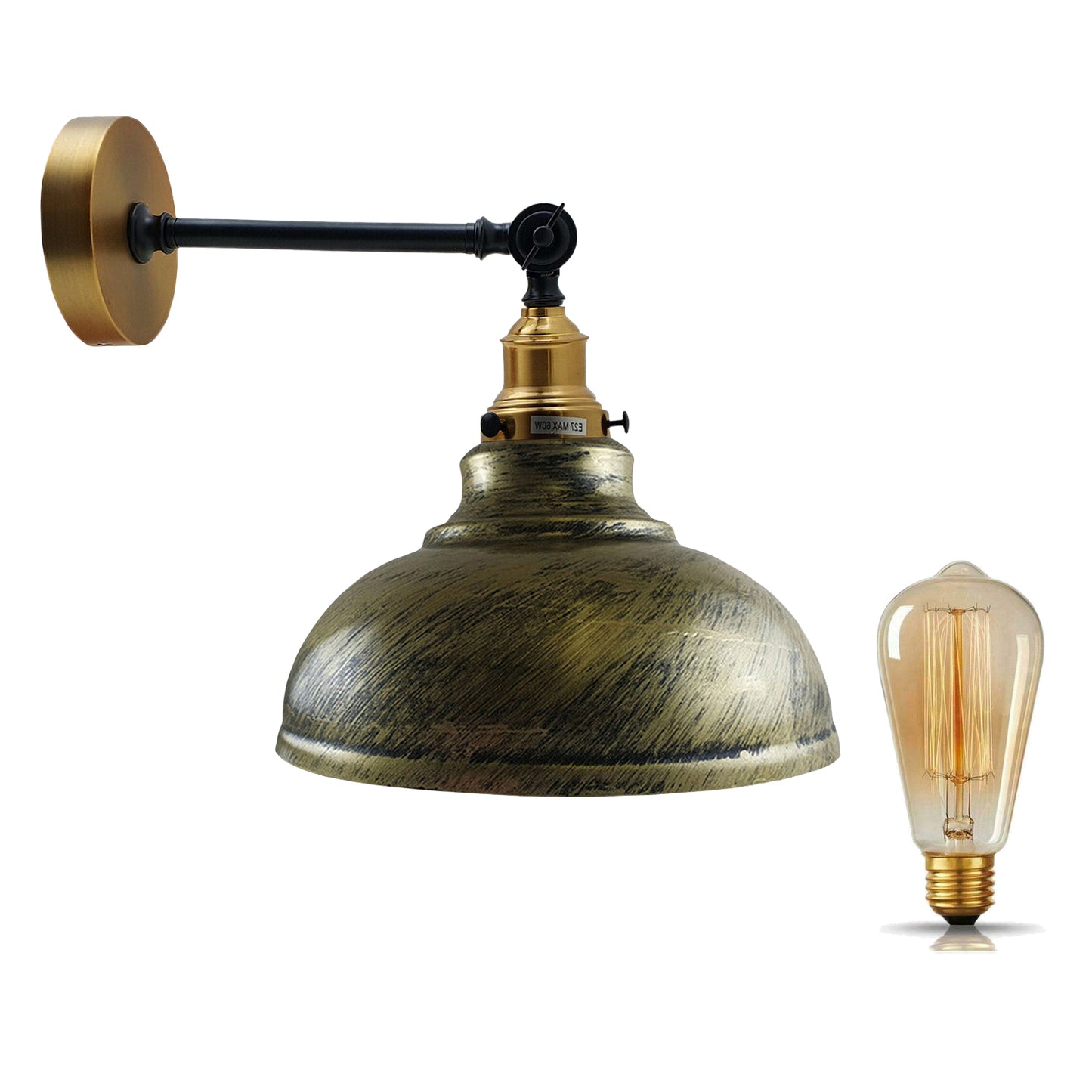 adjustable brushed brass wall light