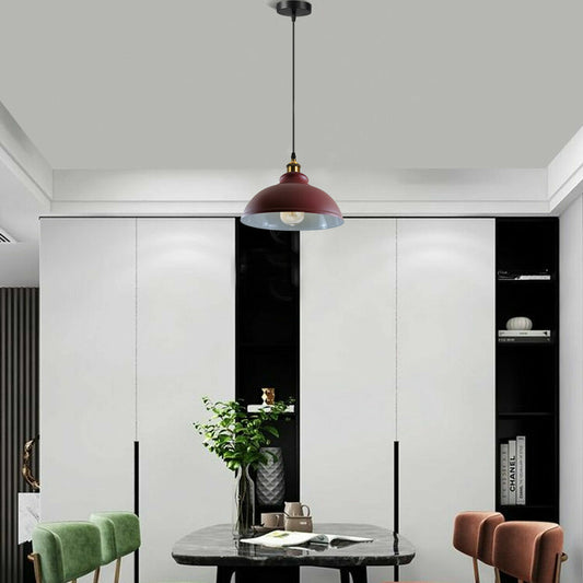 Modern Retro Dome Metal Shade Ceiling Hanging Pendant Light-Application Image