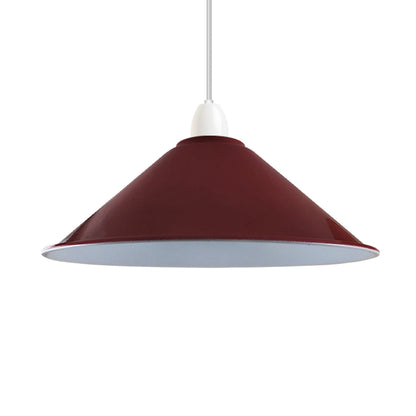 burgundy colour painted easy fit lamp shade- white inner painted cone shade