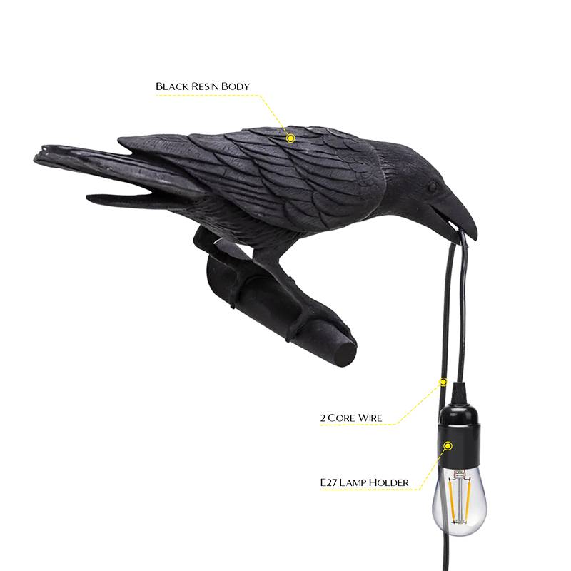 crow lamp bird wall light