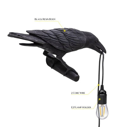 crow lamp bird wall light