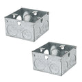 2 x 1 Gang 47mm Deep Galvanised Back Box 73 x 73mm Metal Wall Box~4212