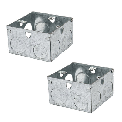 2 x 1 Gang 47mm Deep Galvanised Back Box 73 x 73mm Metal Wall Box~4212