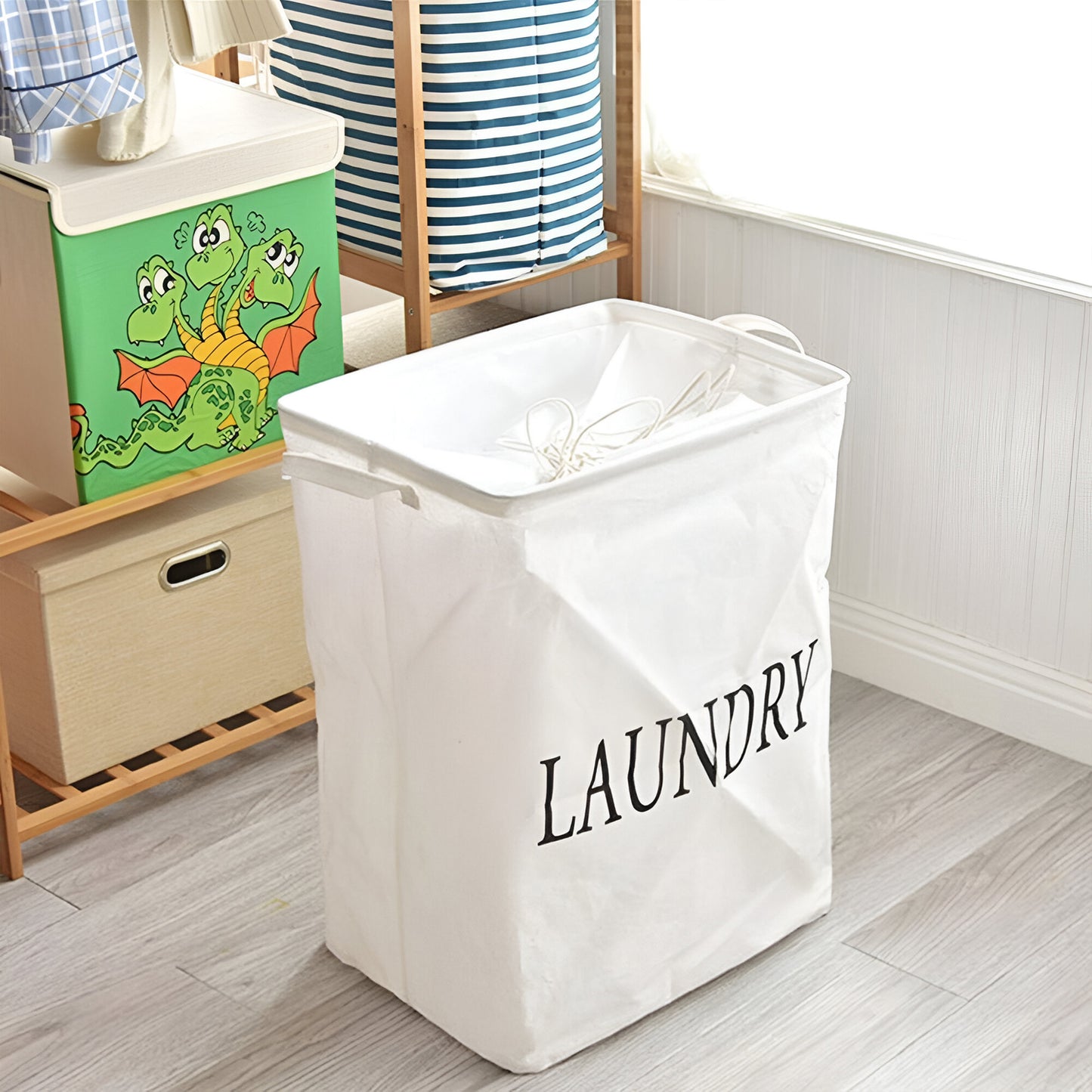 Large Laundry Hamper Bag jute Clothes Storage Baskets Home Clothes Barrel Bags ~ 3528