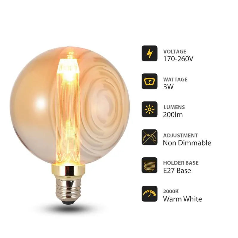 LED Globe Bulbs E27 Base 3W Filament Light Bulb – Vintagelite