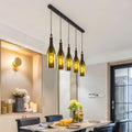 Industrial 3 or 5 Wine Bottle Cord Ceiling Hanging Pendant Light~2130 - Vintagelite