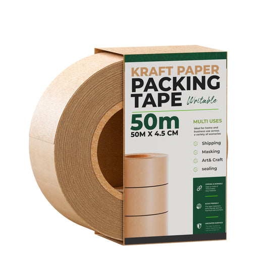 48mm x 50m Brown Kraft Paper Recyclable Tape Self-Adhesive Eco-Friendly Tape~3463