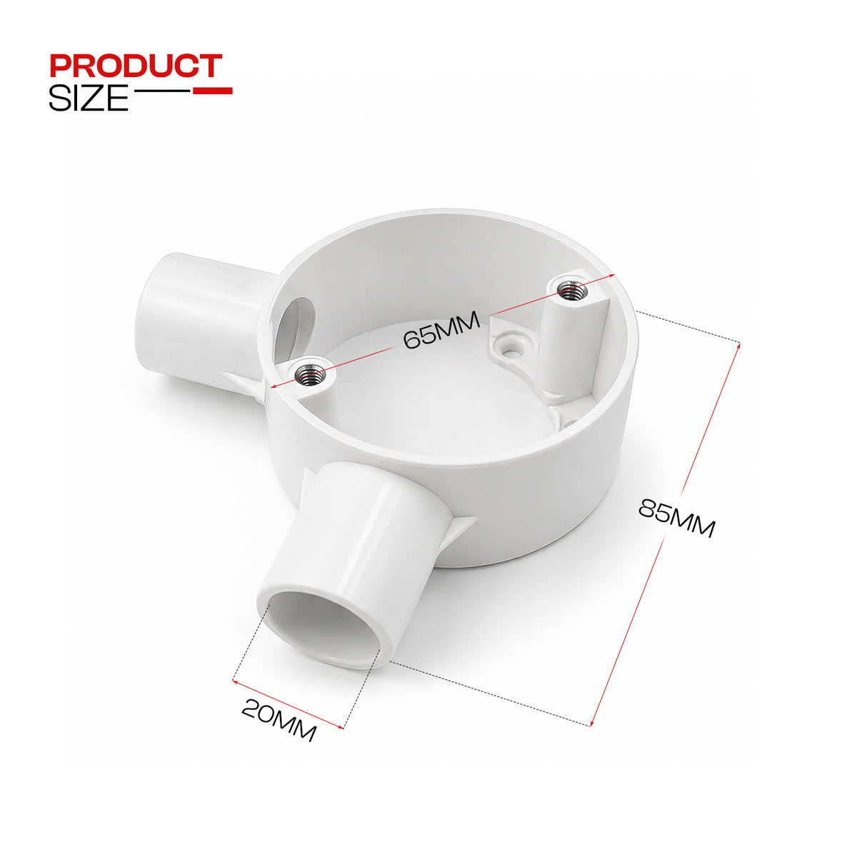 White 20mm PVC V Angle 2 Way Conduit Boxes~4094