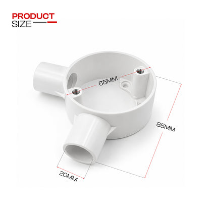 White 20mm PVC V Angle 2 Way Conduit Boxes~4094