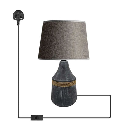 Ceramic Bedside Grey Table Lamp with Shade Lamp