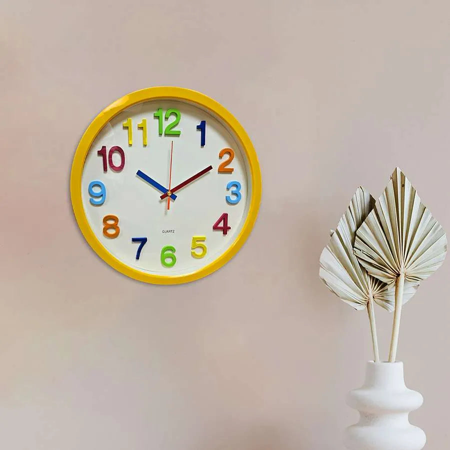 Colorful Kids Wall Clock Silent Non-Ticking Number Quartz 