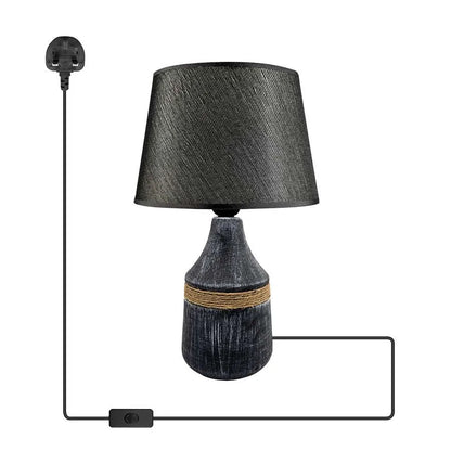 Ceramic Bedside Black Table Lamp with Shade Lamp
