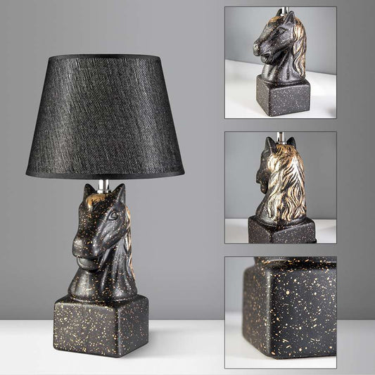 Vintage Horse Head Black Table Lighting Single-Bulb Resin Night Lamp - Application
