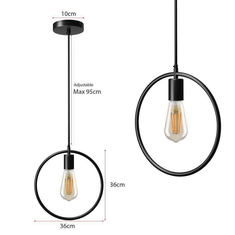 Square/Circle/Rectangle One Head Hanging Pendant Lamp Fixture - Size Image