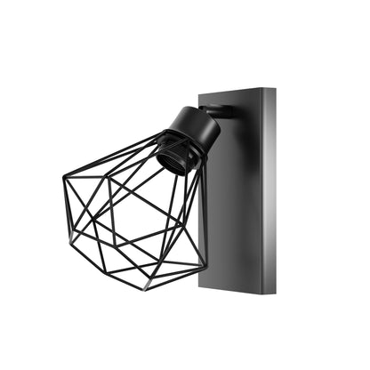  Retro Diamond Cage Wall Light Metal Sconce-E27 Adjustable Black Spotlight.JPG