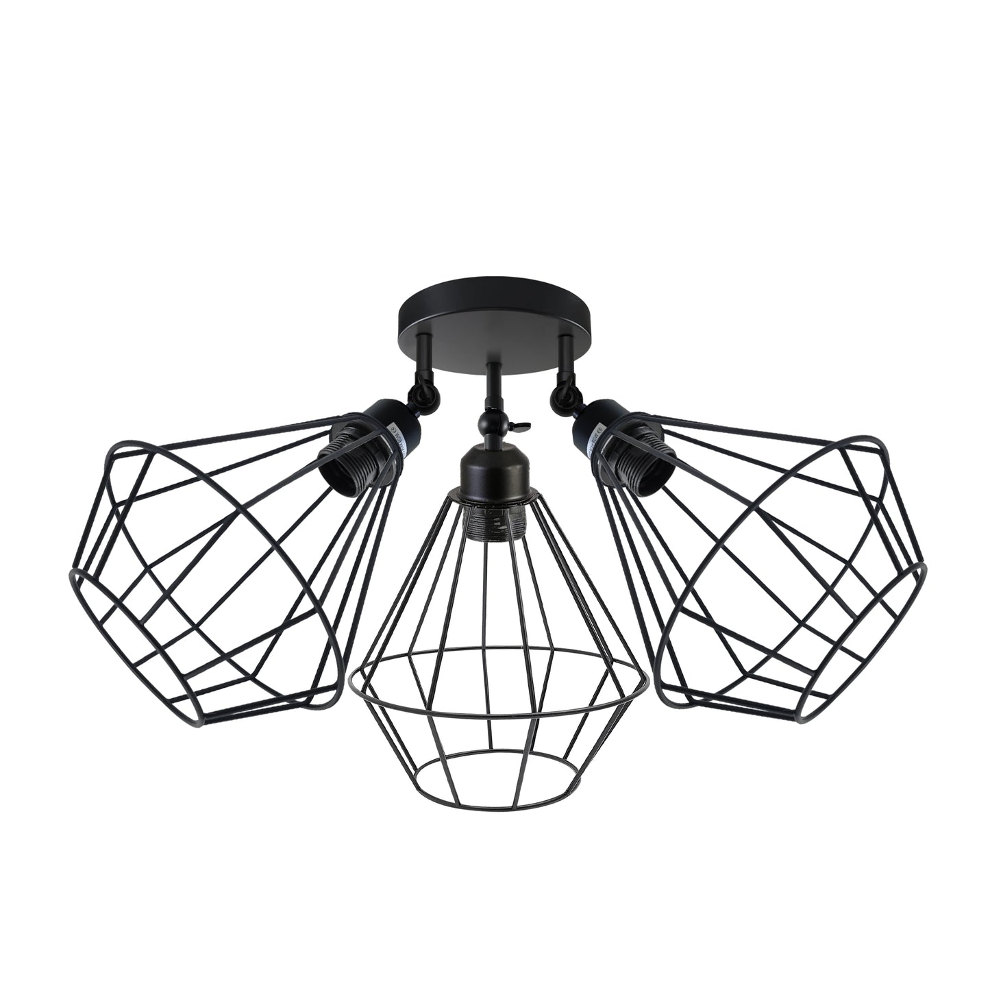 Without Bulb Wire Cage Semi-Flush Mount Adjustable Ceiling Light 