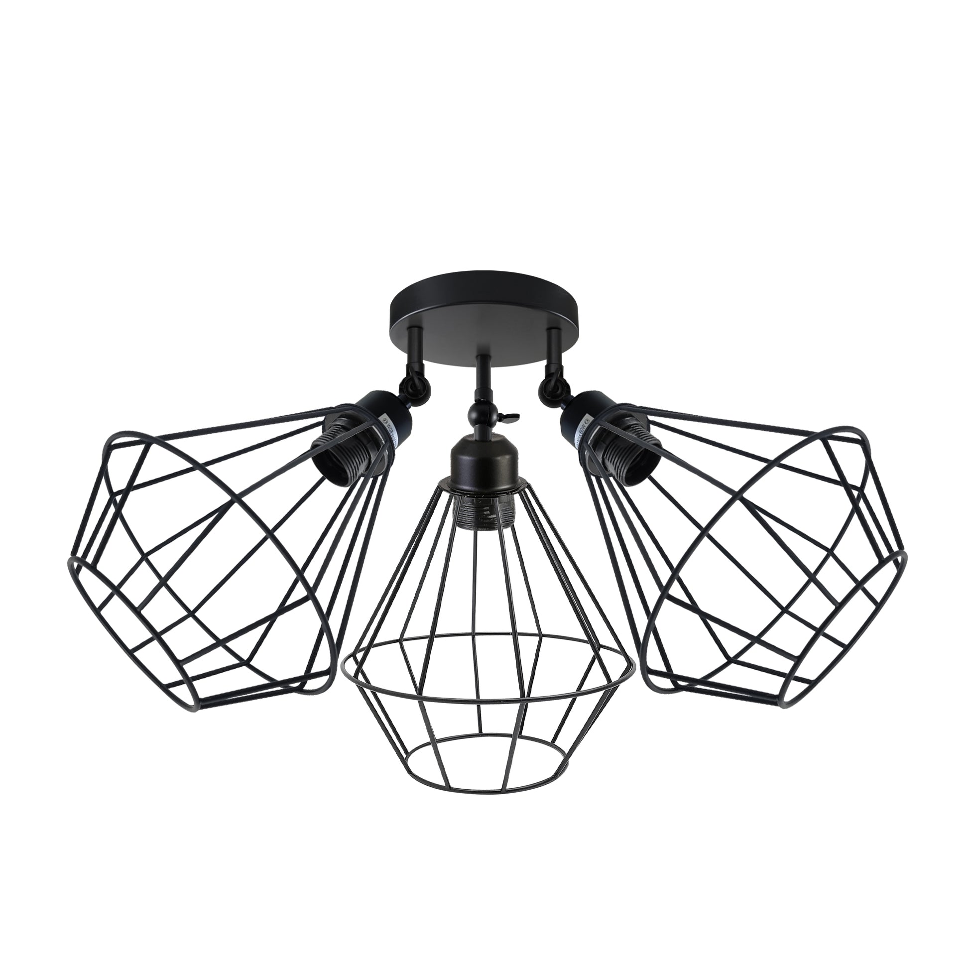 Without Bulb Wire Cage Semi-Flush Mount Adjustable Ceiling Light 