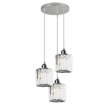 Modern 3-Light Clear Crystal Shade Pendant Light with Metal and Crystal Chandeliers ~ 3328