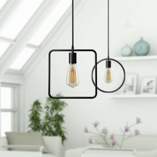 Square/Circle/Rectangle One Head Hanging Pendant Lamp Fixture - application image