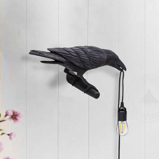 Bird Lamp crow/ Seletti Bird Looking Left Wall Lamp - Black