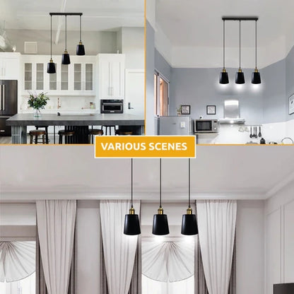 retro 3 bulb black pendant ceiling light dining room