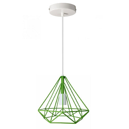 Green geometric cage ceiling pendant light